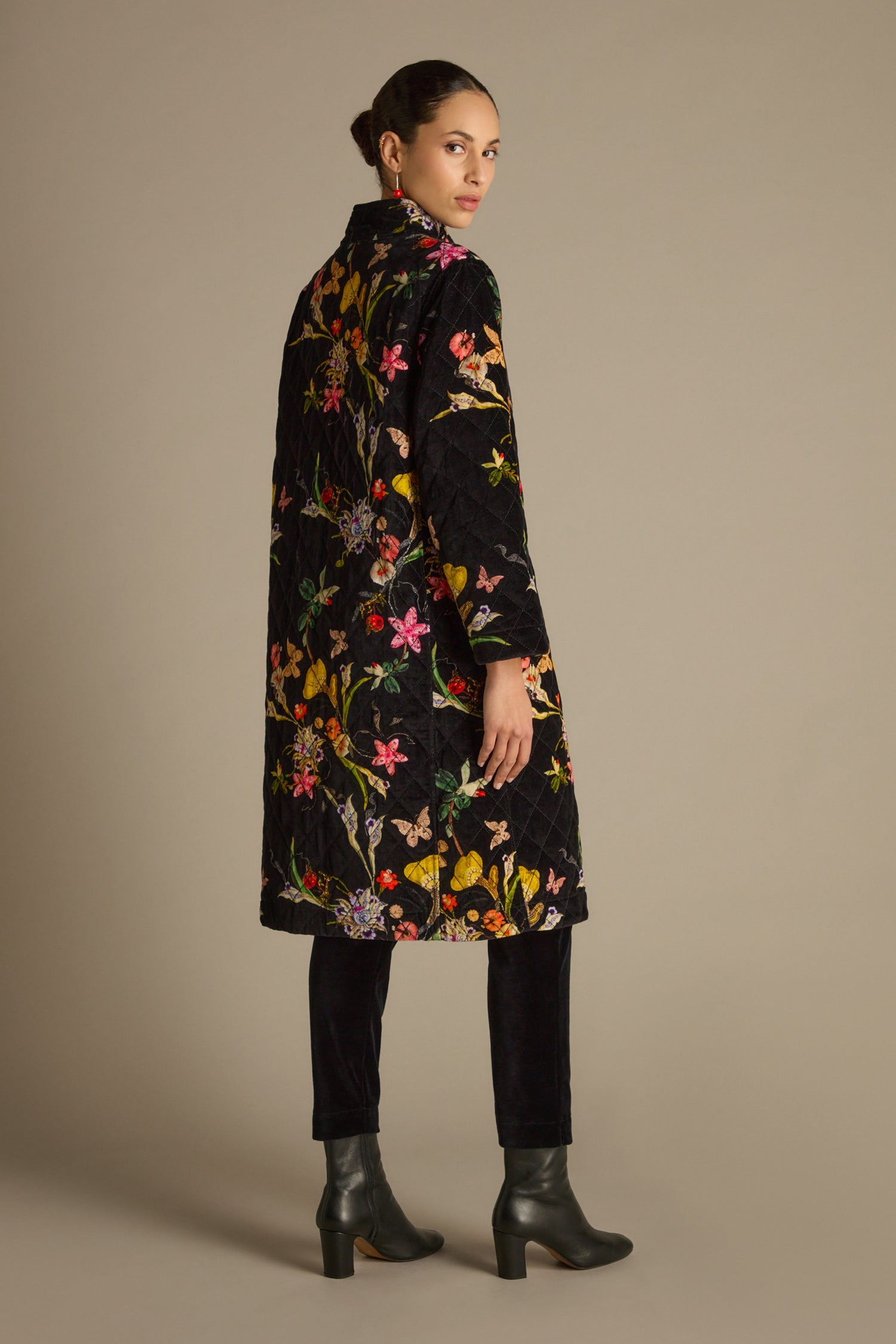 Velvet Vintage Floral Quilted Coat