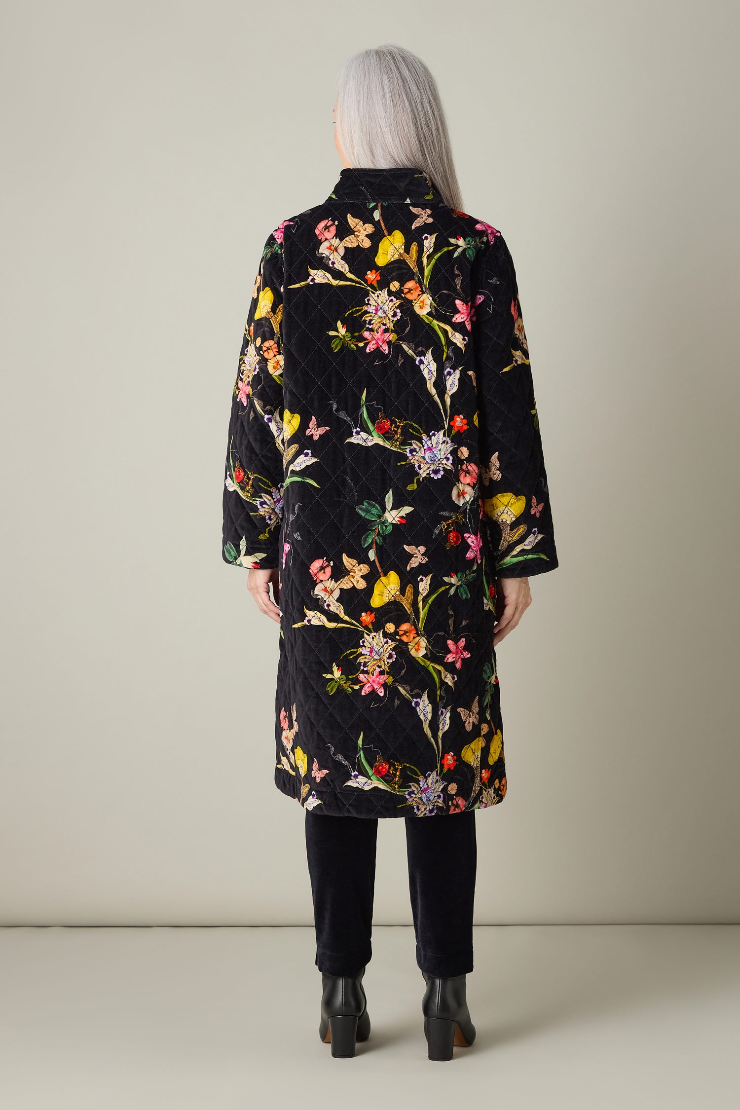 Velvet Vintage Floral Quilted Coat