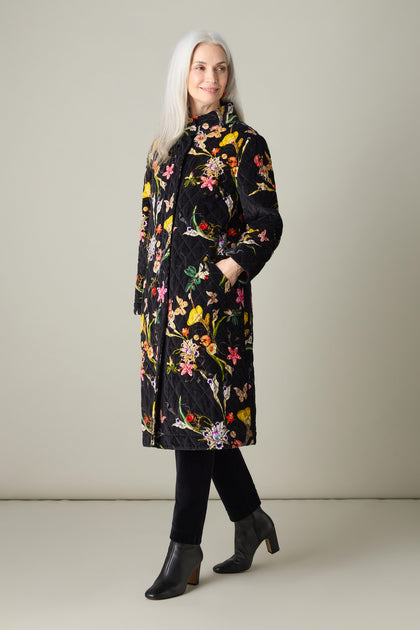 Velvet Vintage Floral Quilted Coat