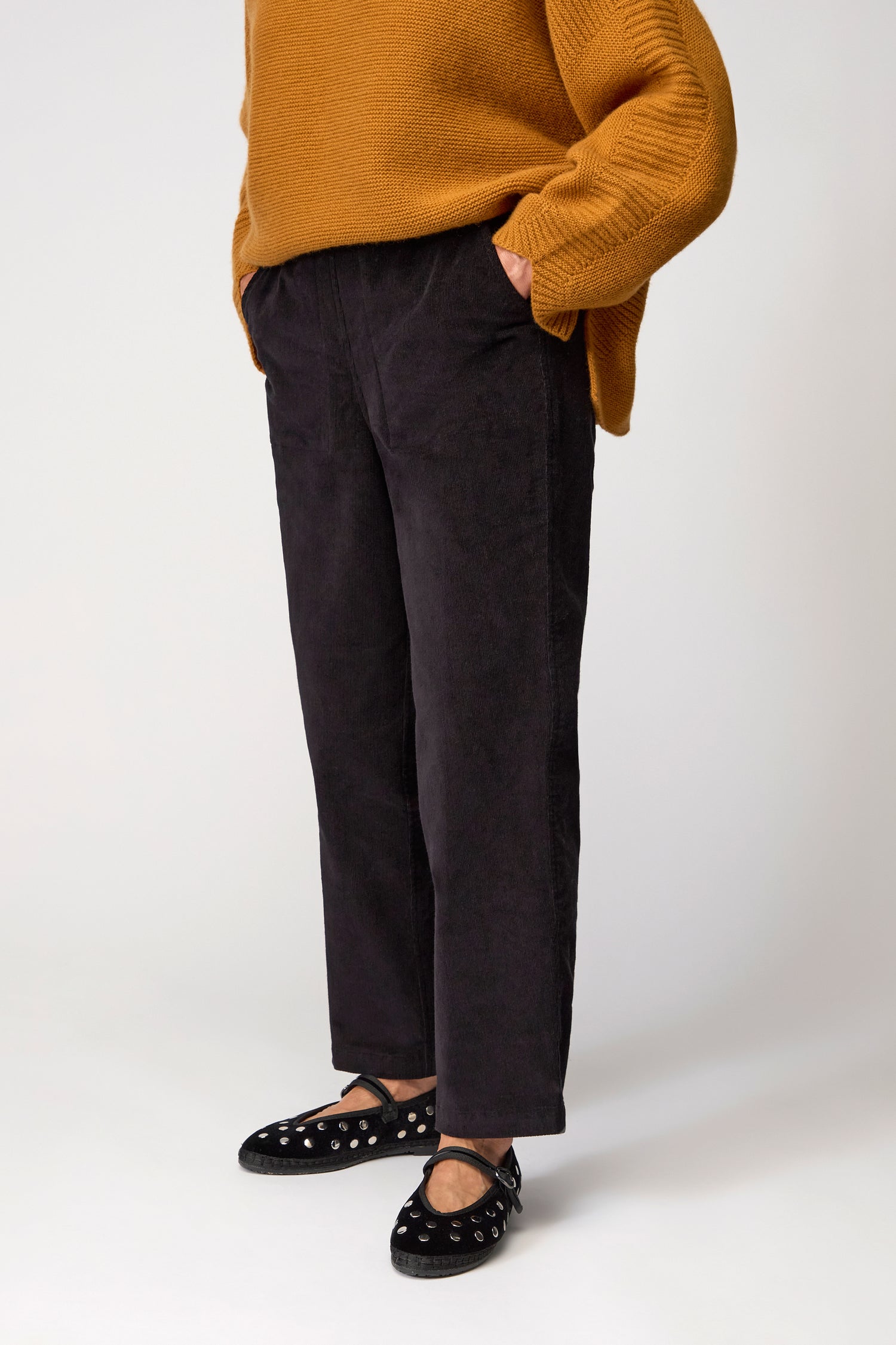Cord Straight Leg Black Trousers