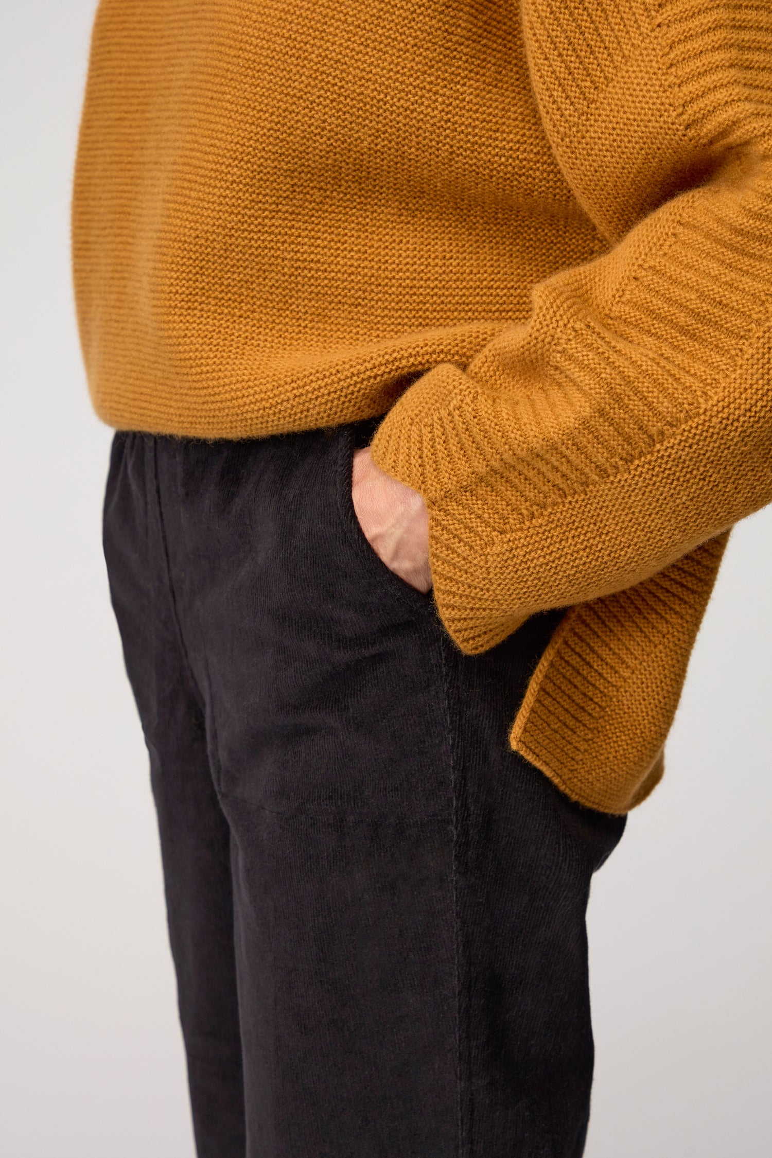 Cord Straight Leg Black Trousers
