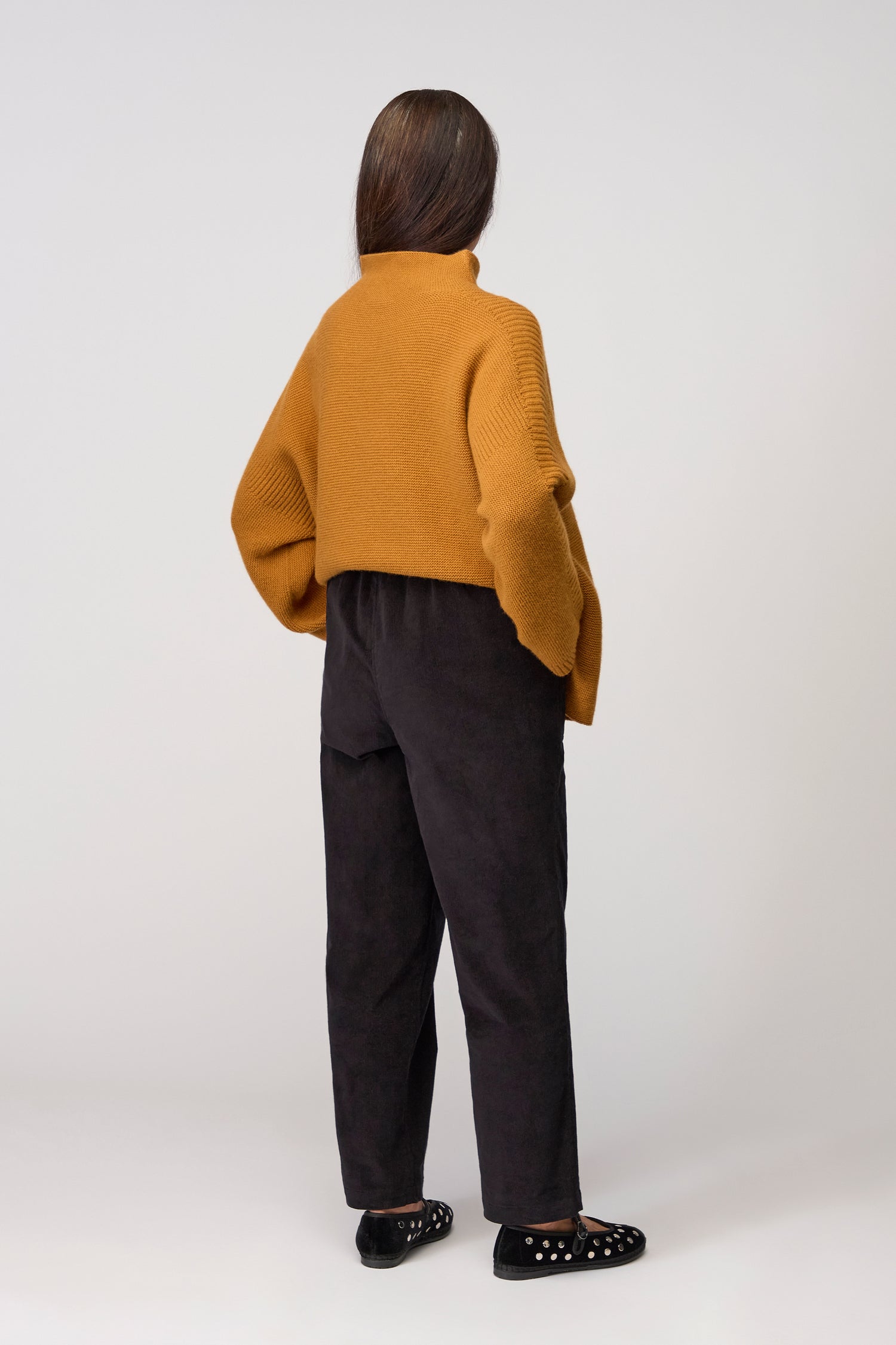 Cord Straight Leg Black Trousers