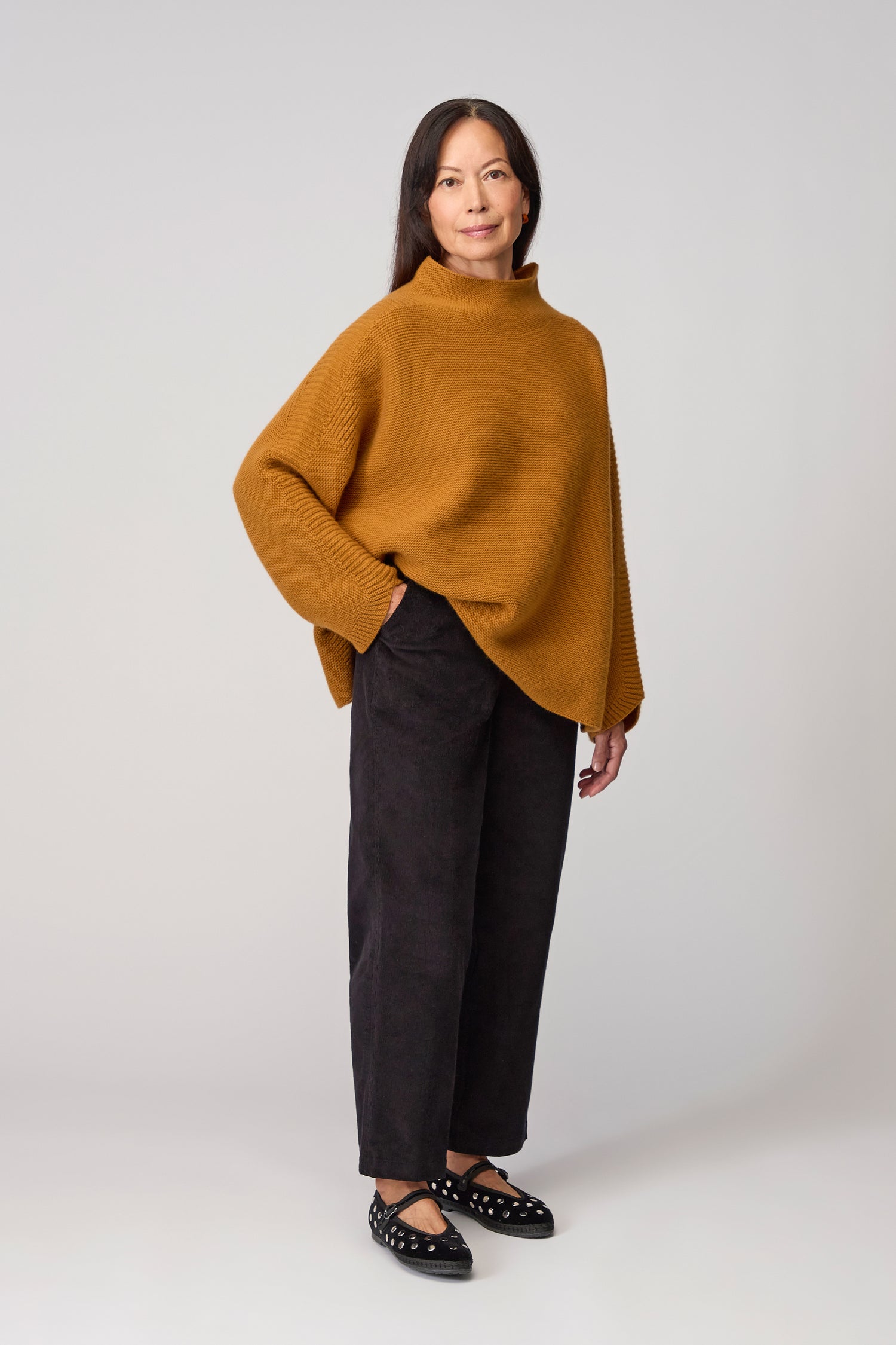 Cord Straight Leg Black Trousers