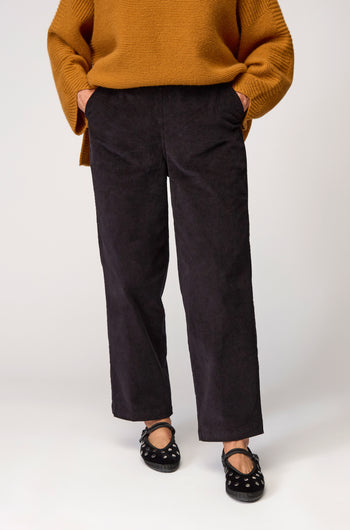 Cord Straight Leg Black Trousers