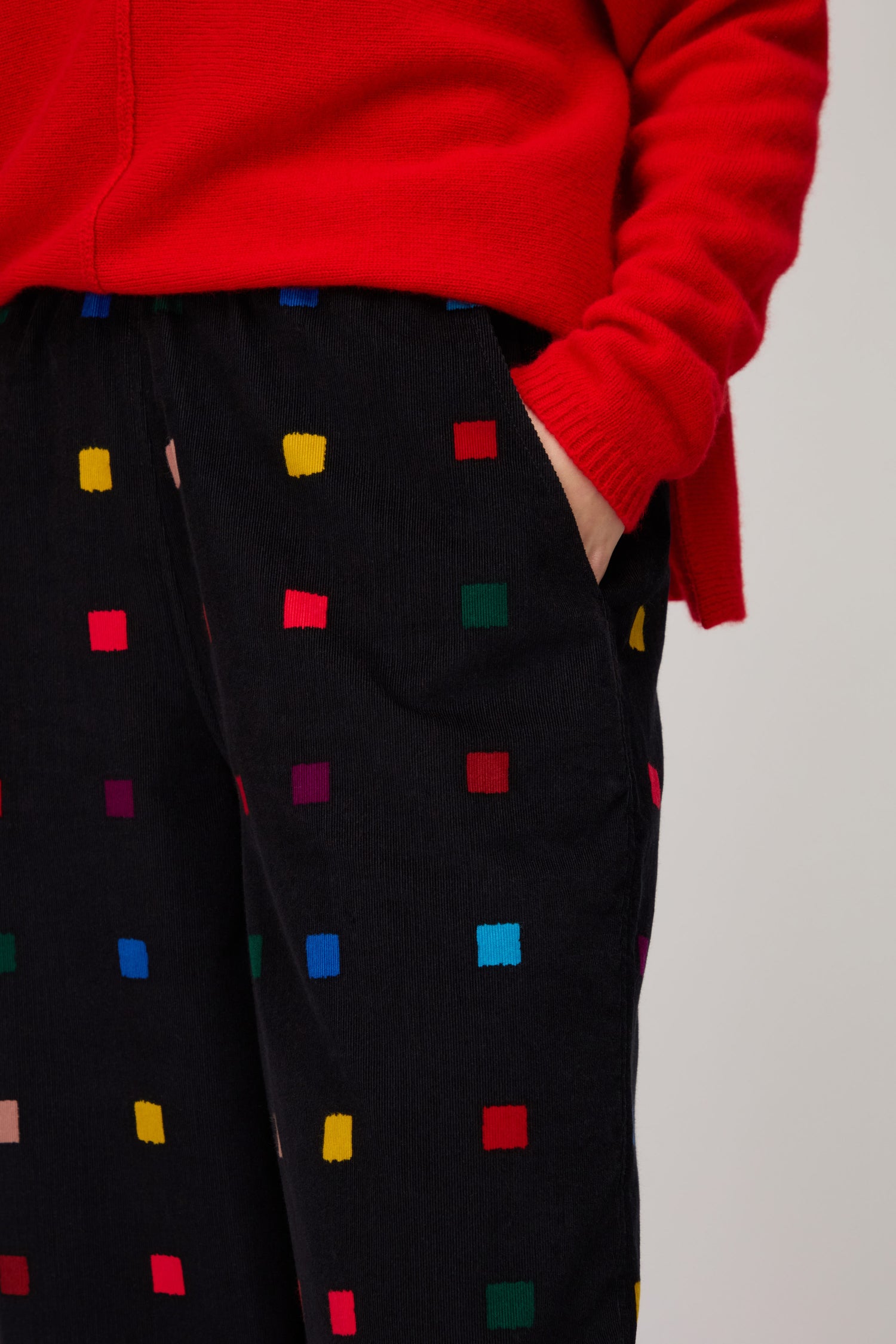 Multi Colour Check Cord Print Bubble Trouser