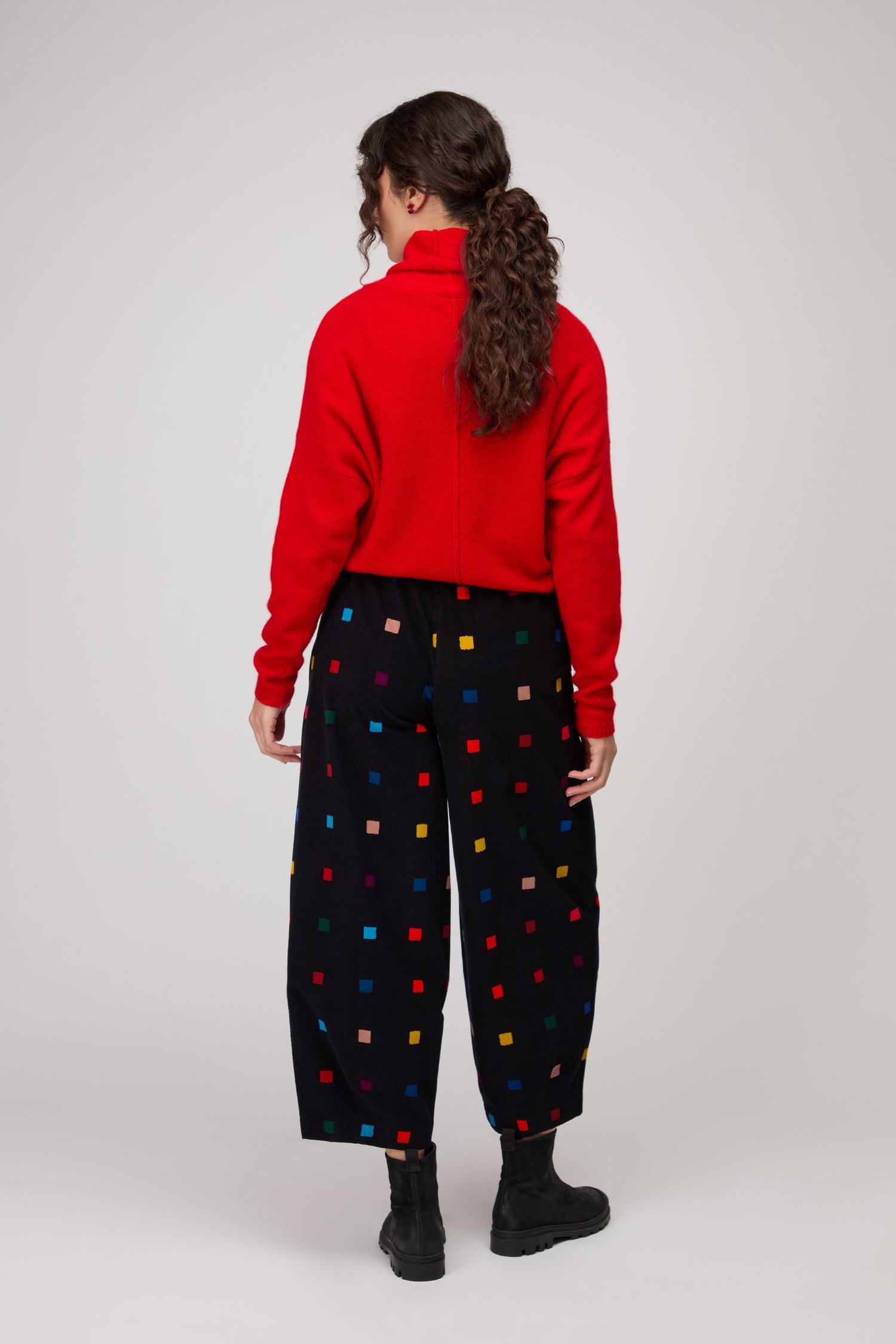 Multi Colour Check Cord Print Bubble Trouser