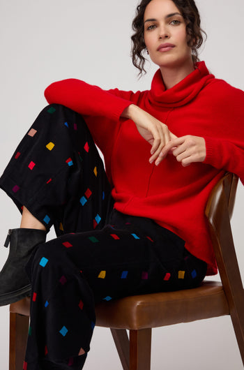 Multi Colour Check Cord Print Bubble Trouser