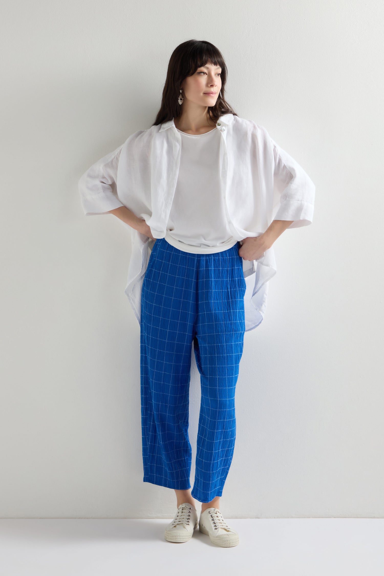 Stitched Grid Check Bubble Trouser