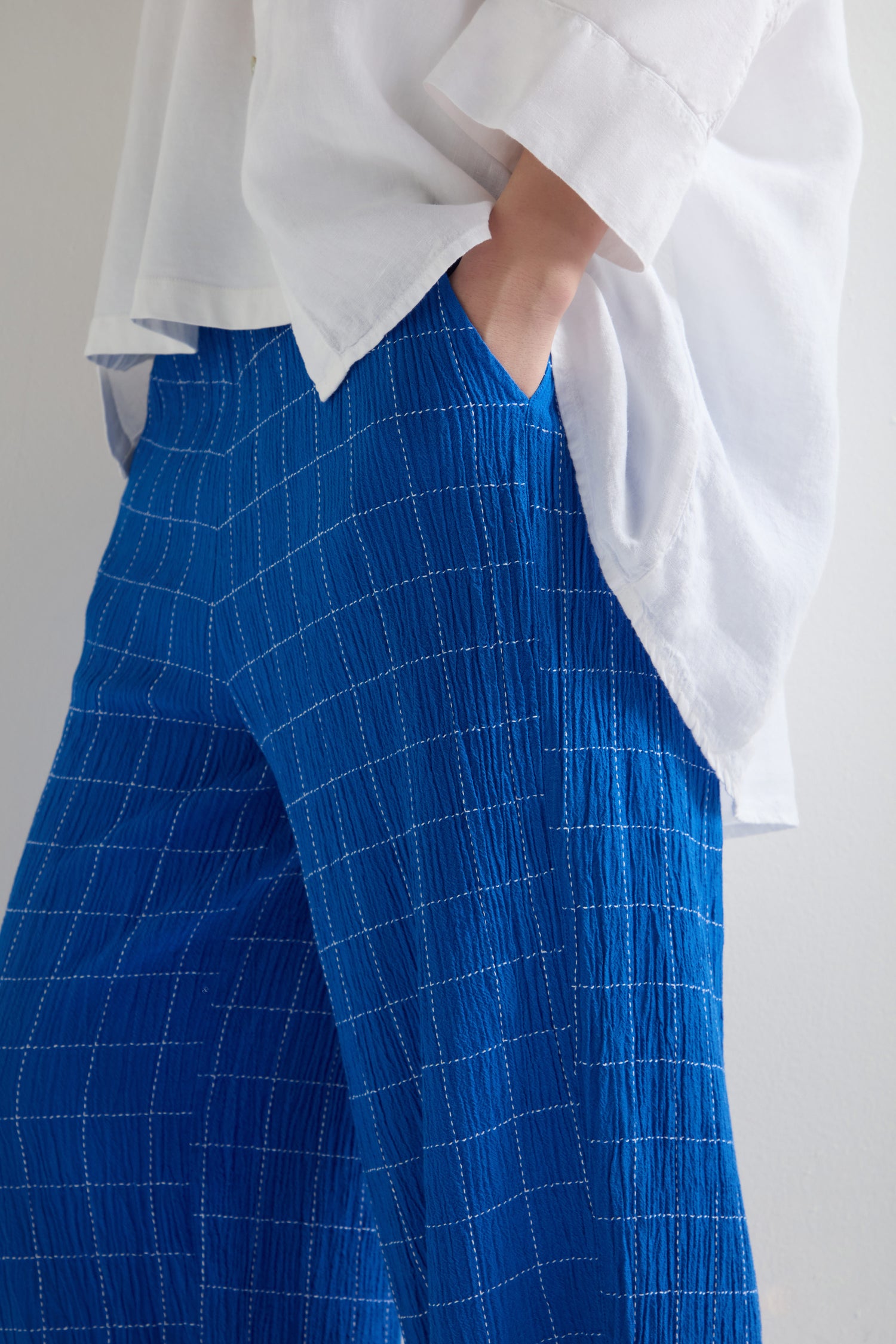 Stitched Grid Check Bubble Trouser