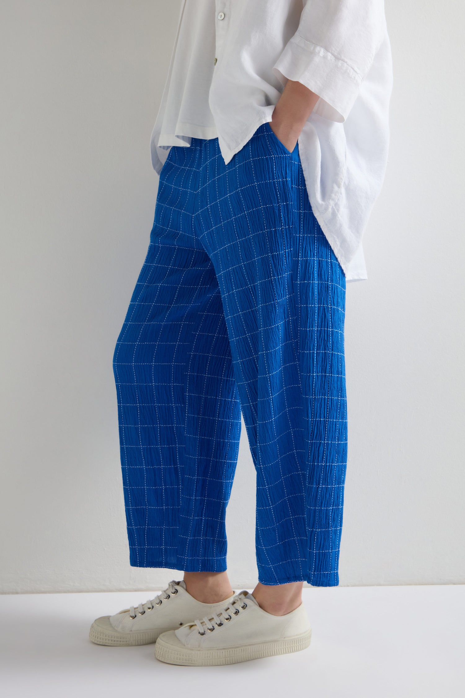 Stitched Grid Check Bubble Trouser