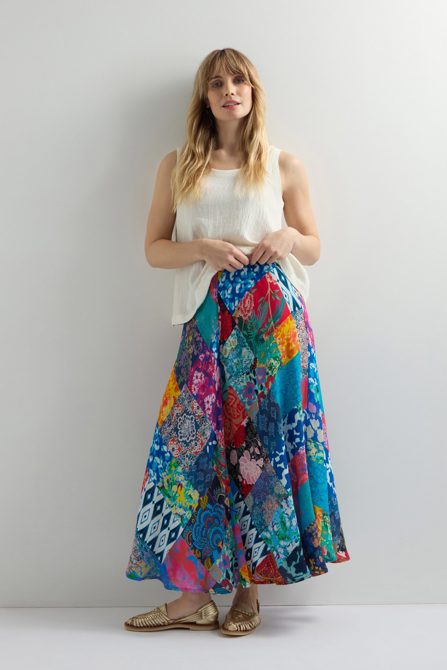 Sahara Patchwork Flared Skirt