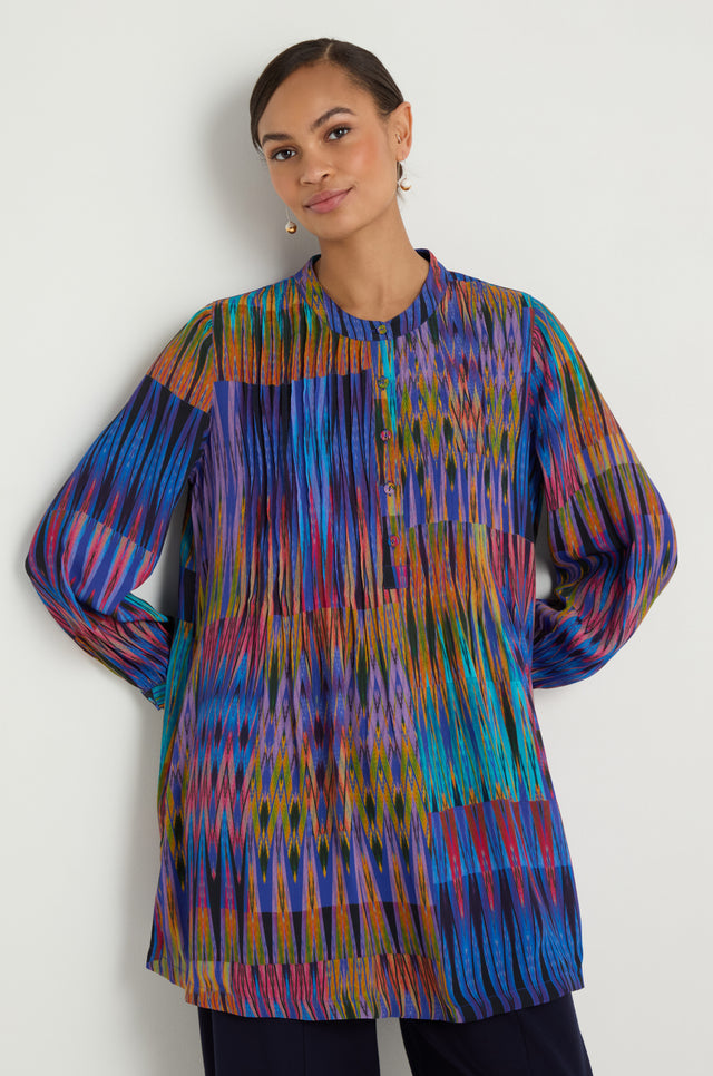 トップス sahara Patchwork Circular Top Vivid Ikat Patchwork Top – Sahara