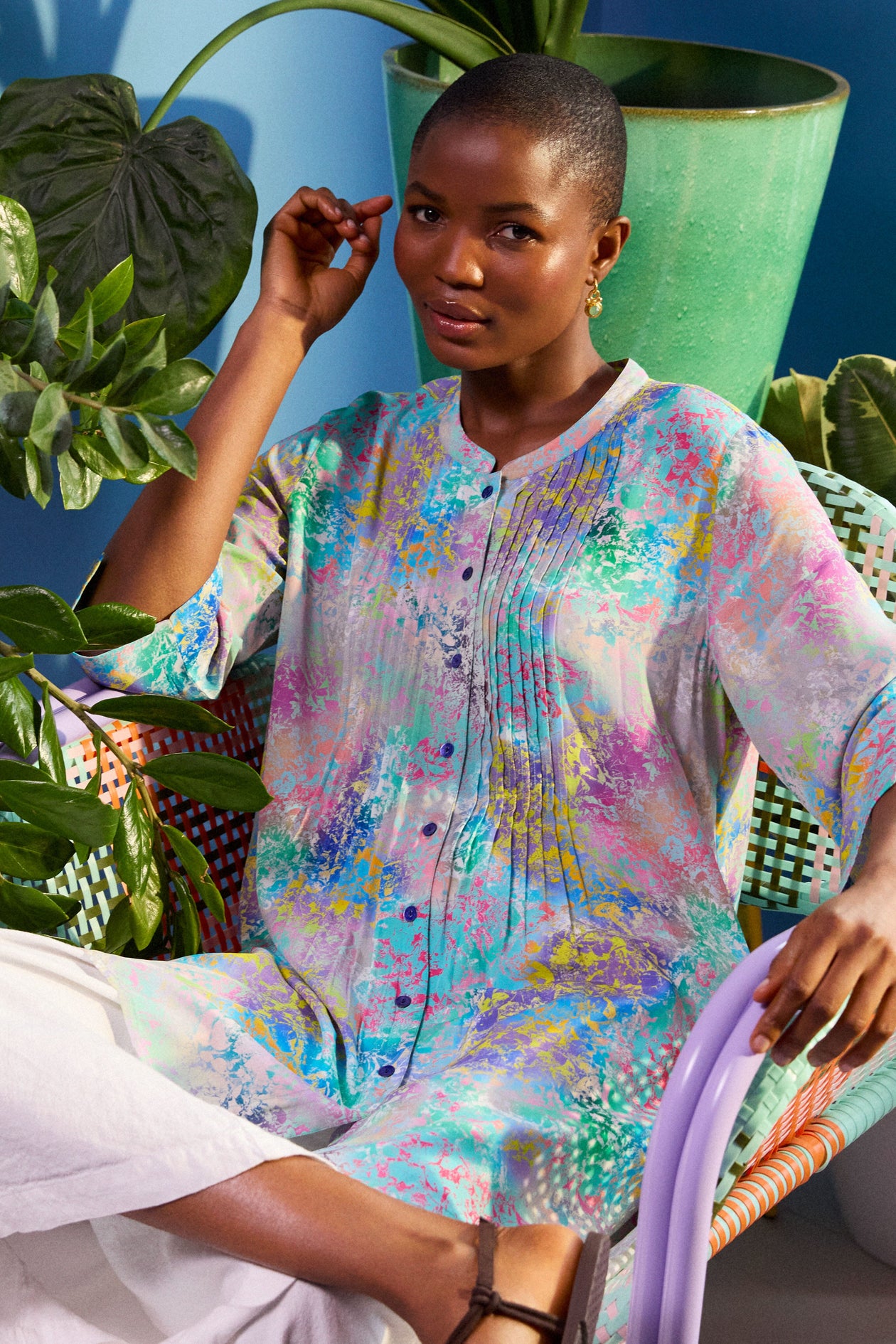 Marbled Cloud Pleat Shirt – Sahara