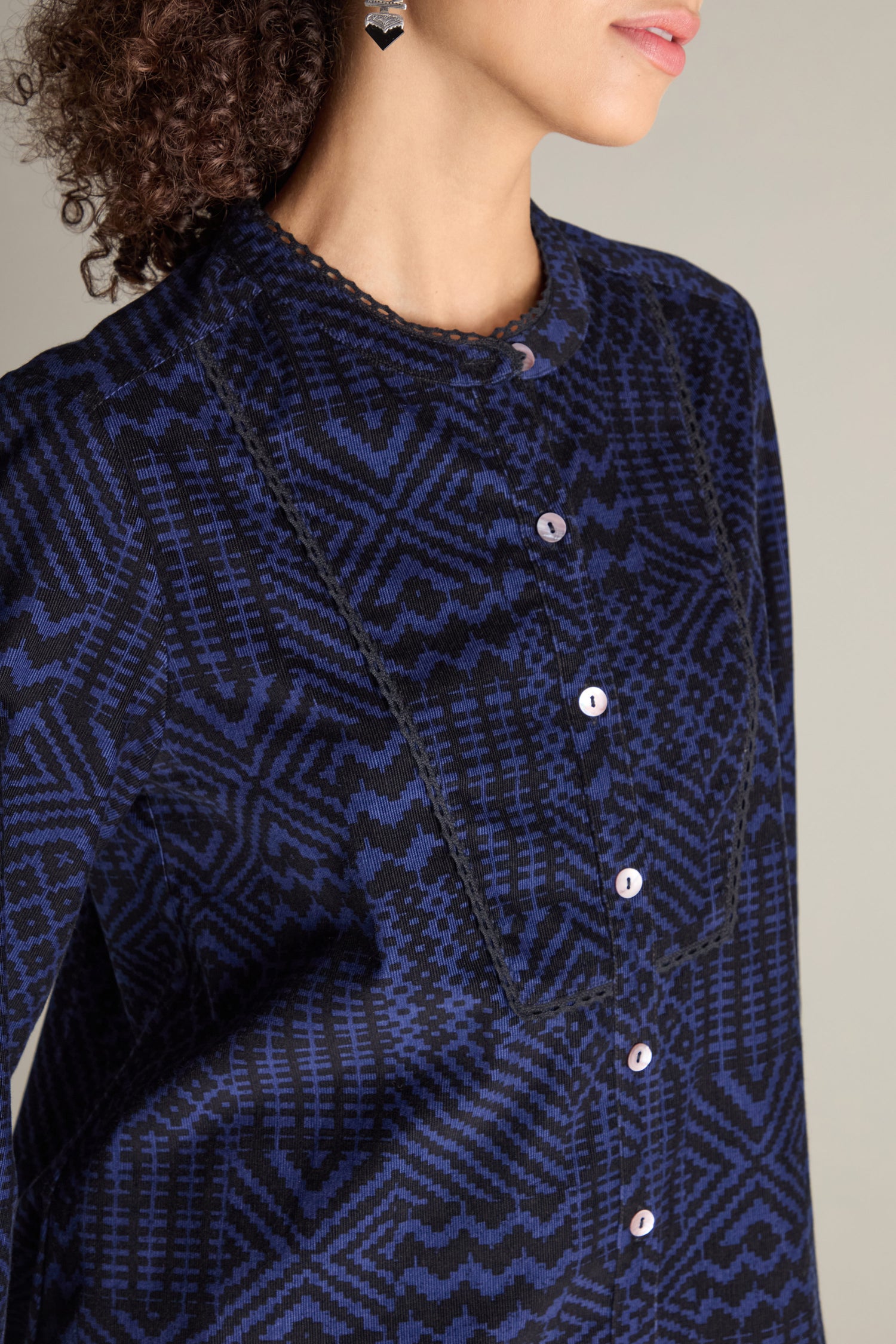 Mono Ikat Printed Cord Shirt