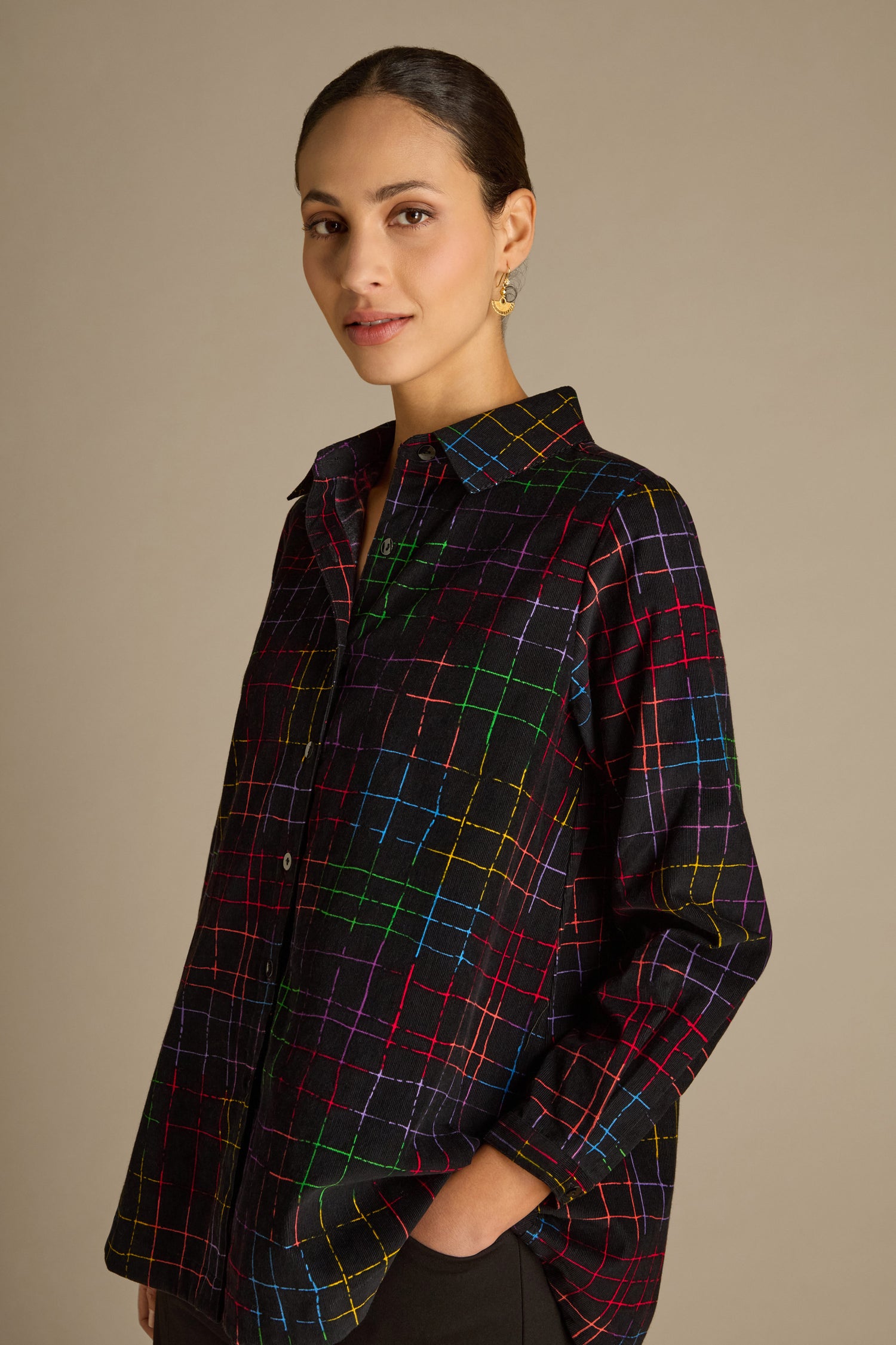 Stitched Check Cord Shirt