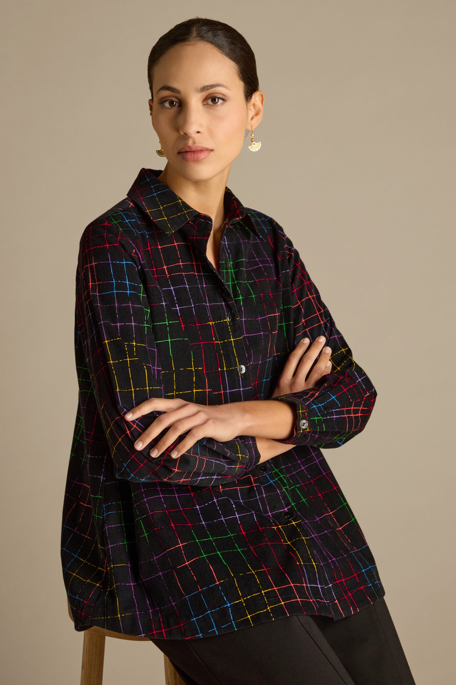 Stitched Check Cord Shirt