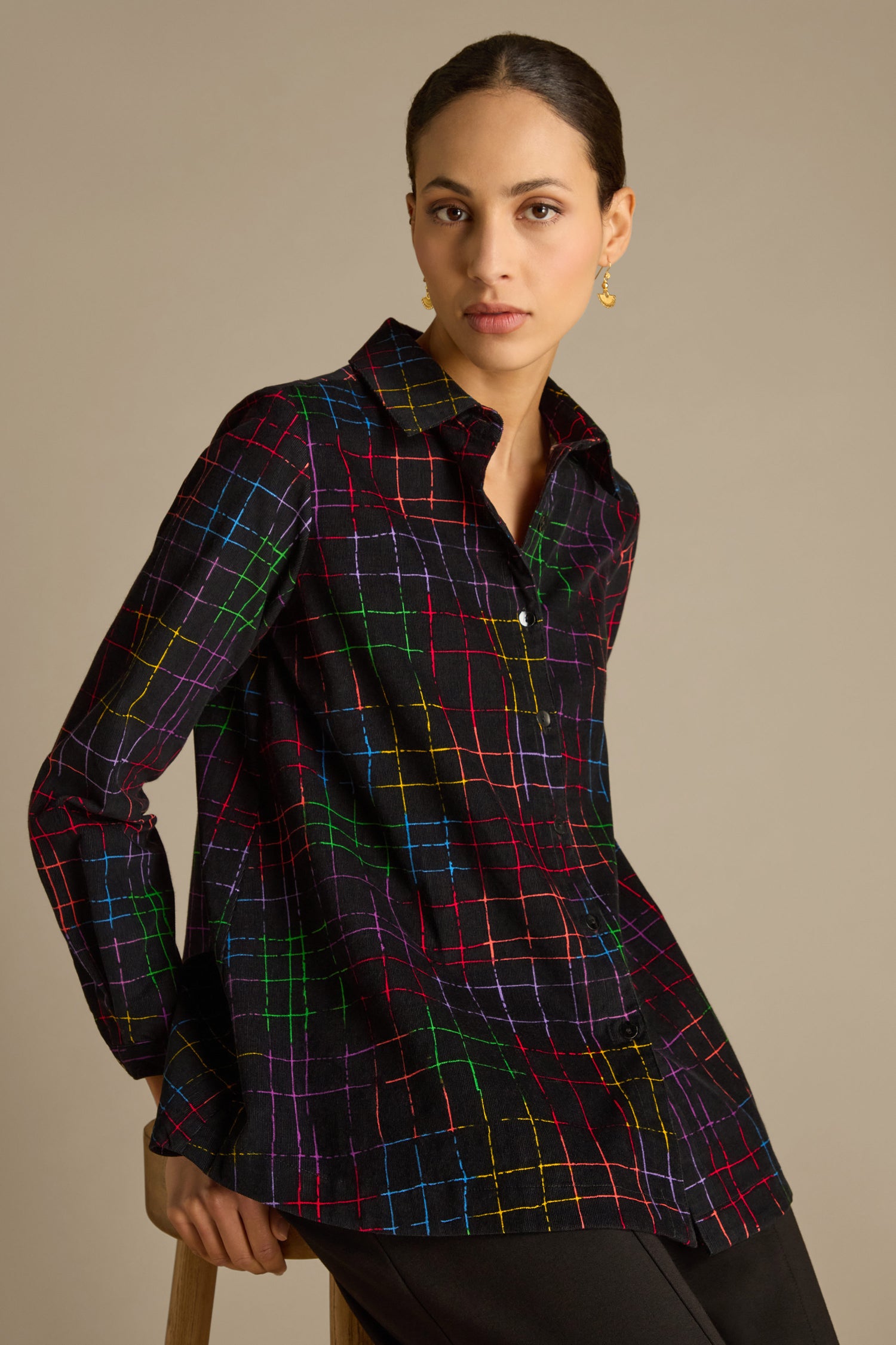 Stitched Check Cord Shirt