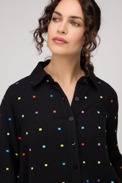 Embroidered Squares Shirt