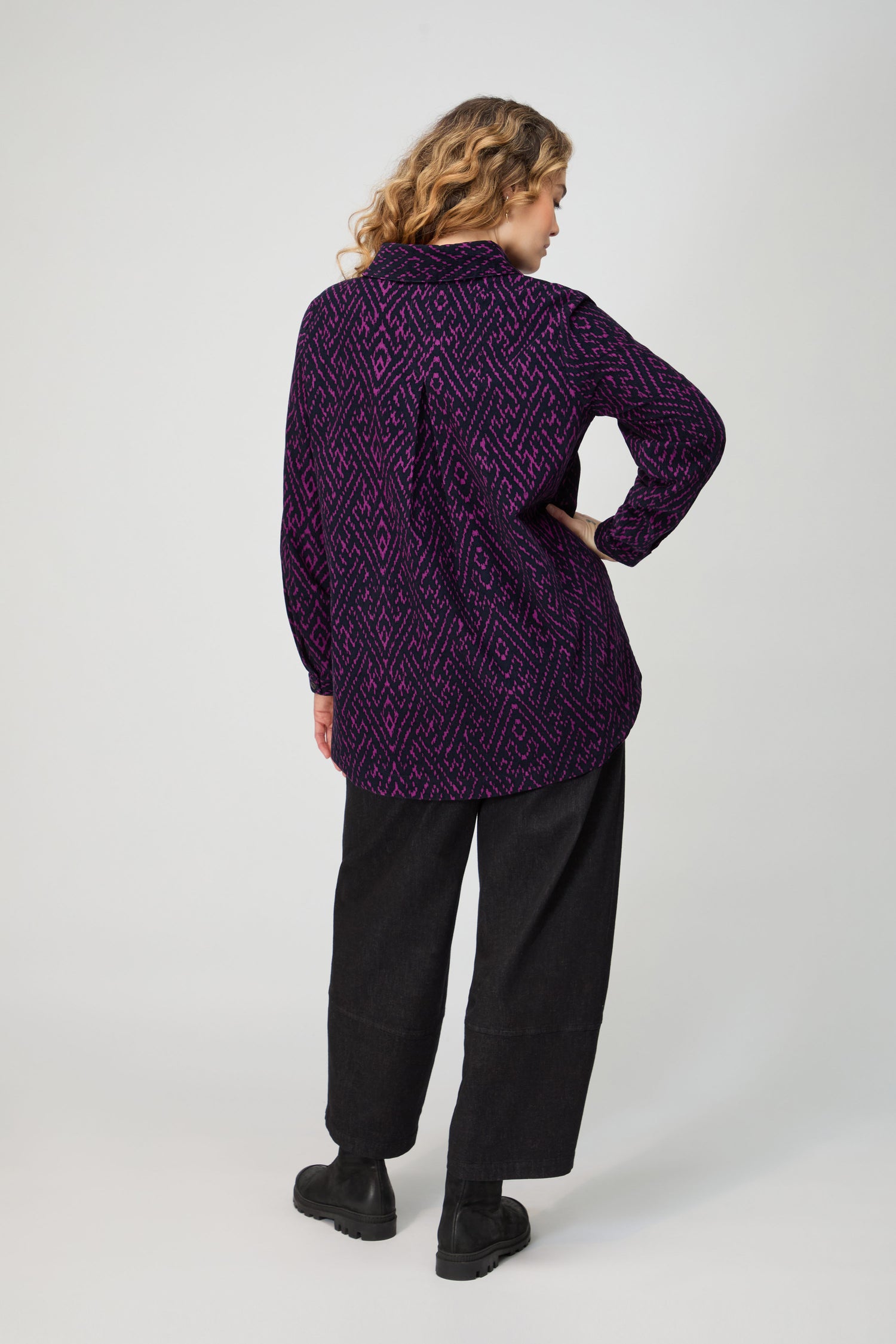 Ornate Textured Night and Plum Cord Shirt