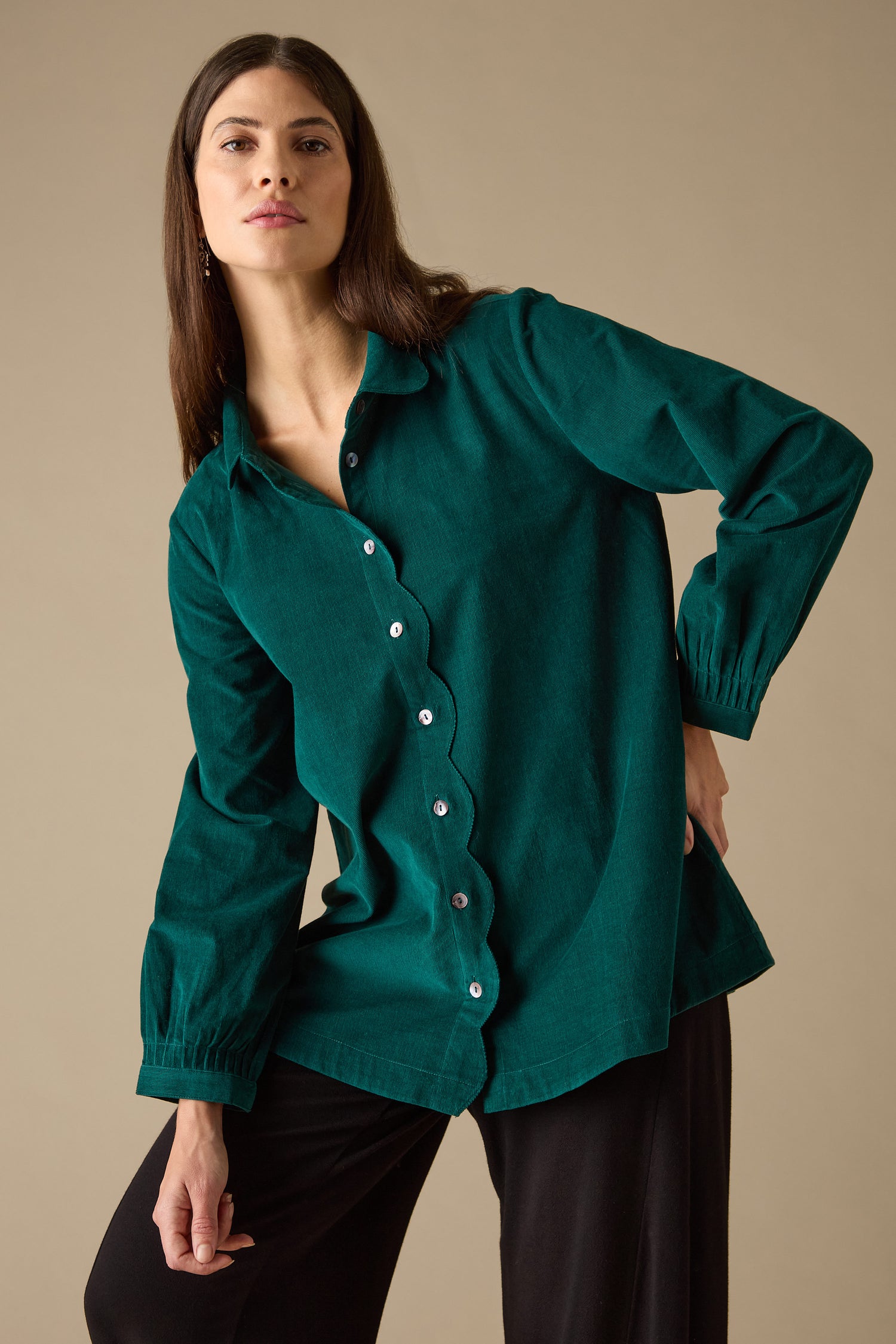 Babycord Scalloped Edge Shirt