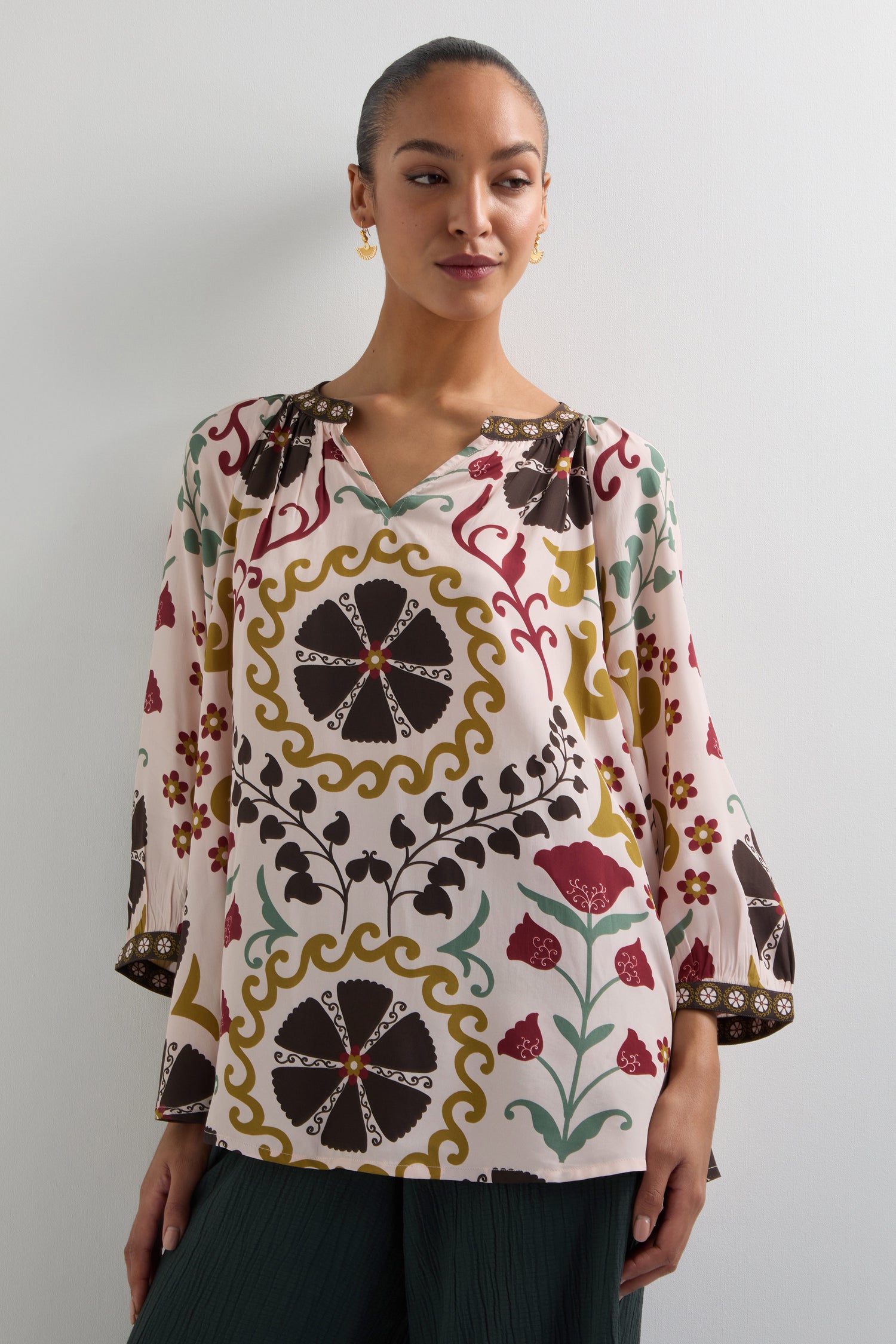 Art Deco Floral Print Tunic