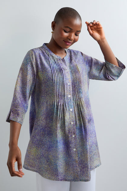 Abstract Speckled Silk Shirt