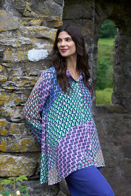 Geo Patchwork Print Shirt