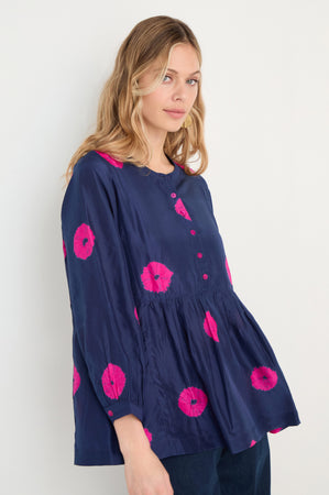 Shibori Spot Silk Shirt