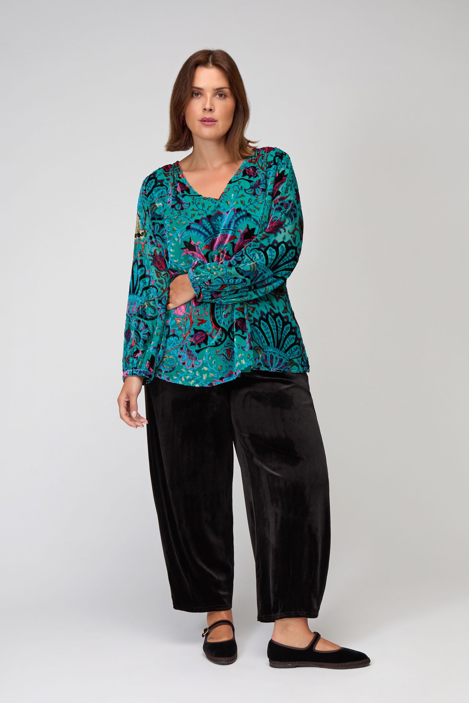 Winter Paisley Devore Top