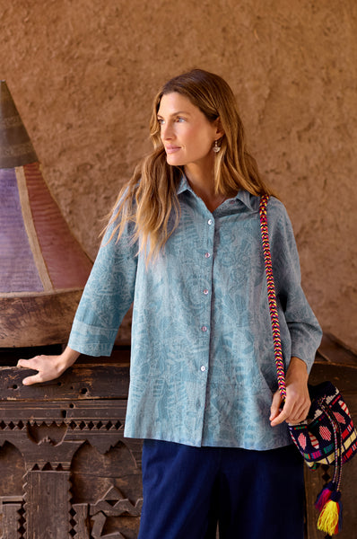 Floral Jacquard Cotton Shirt – Sahara