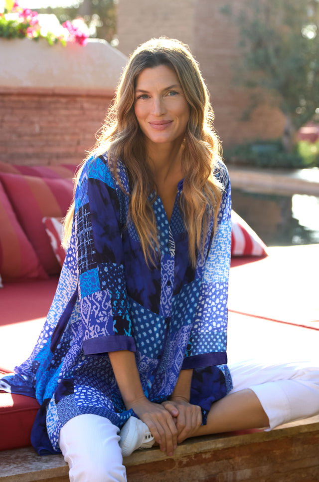 sahara ＊ Patchwork Circular Camisole Sahara Indigo Patchwork Longline Shirt