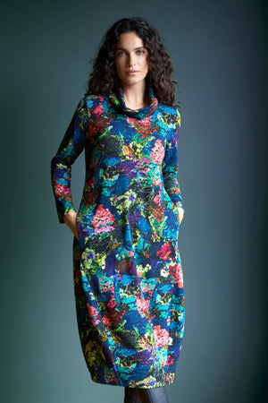 Abstract Floral Jersey Bubble Dress