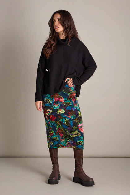 Abstract Floral Jersey Tube Skirt