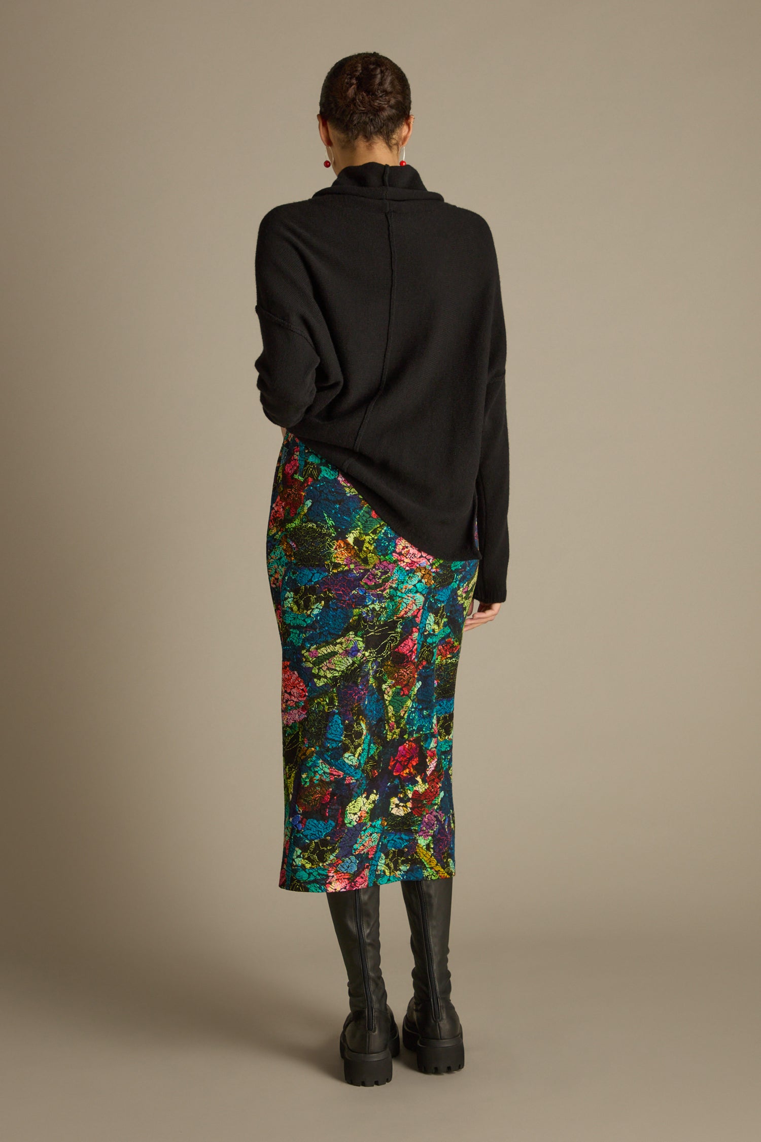 Abstract Floral Jersey Tube Skirt