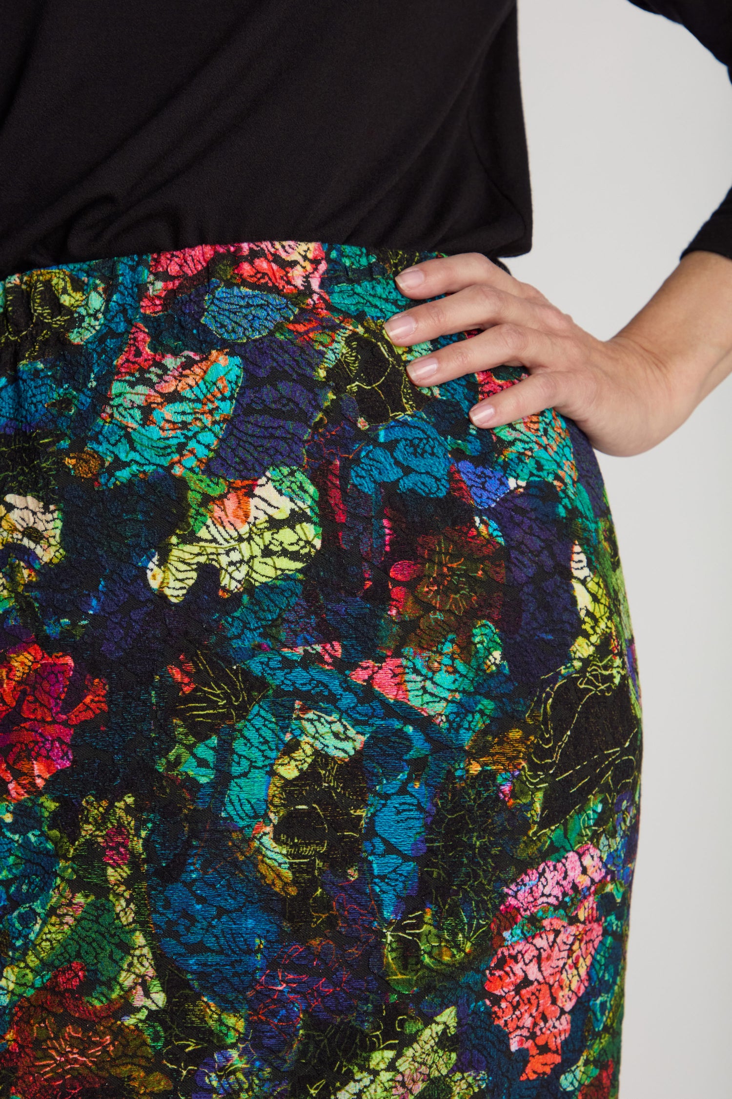 Abstract Floral Jersey Tube Skirt