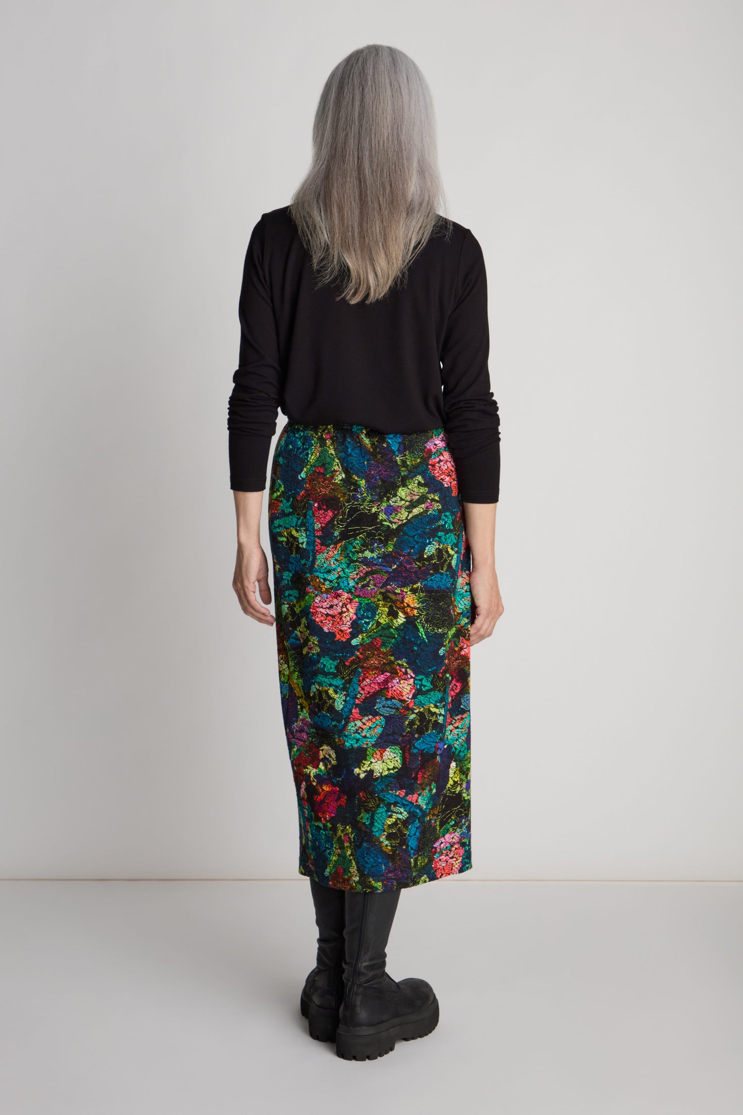 Abstract Floral Jersey Tube Skirt