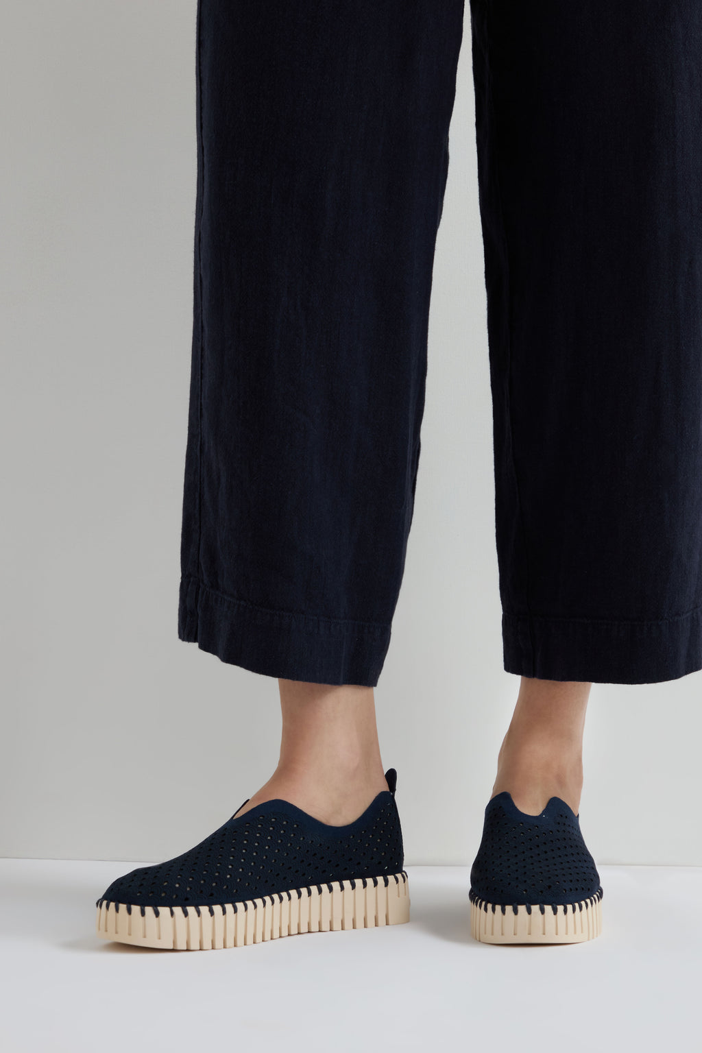 Indigo Tulip Platform Slip On Shoes