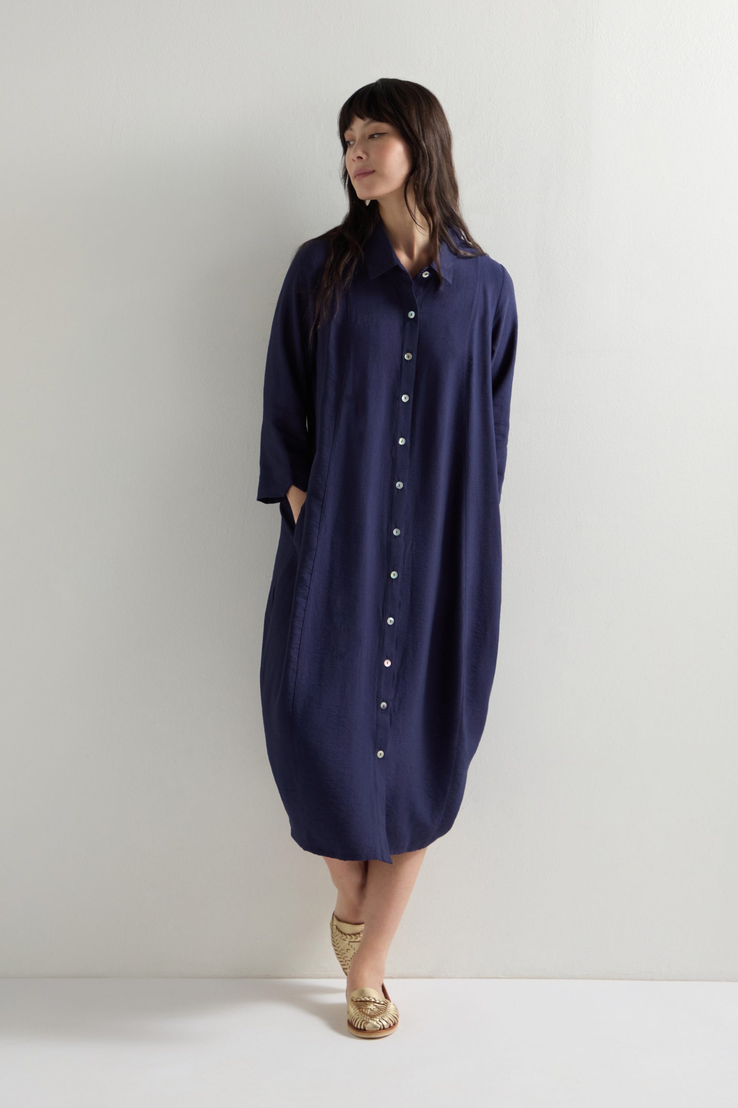 Textured Viscose Shirt Dress