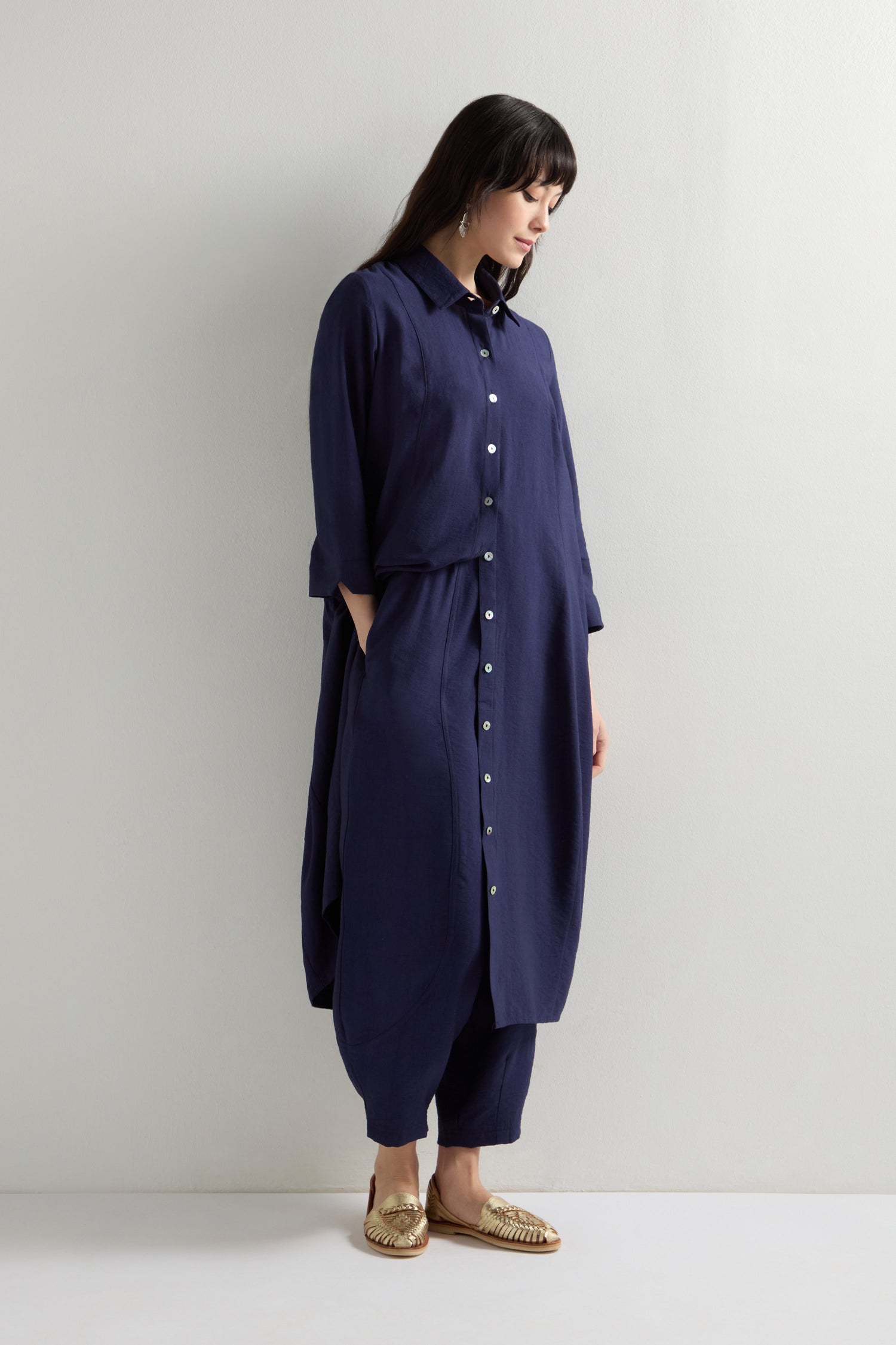 Textured Viscose Shirt Dress