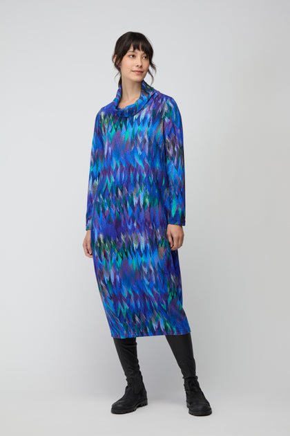 Abstract Feather Jersey Bubble Dress