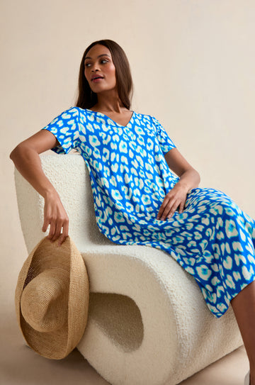 Abstract Leopard Print Jersey Bubble Dress Multi / 4 Abstract Leopard Print Jersey Bubble Dress Multi / 4
