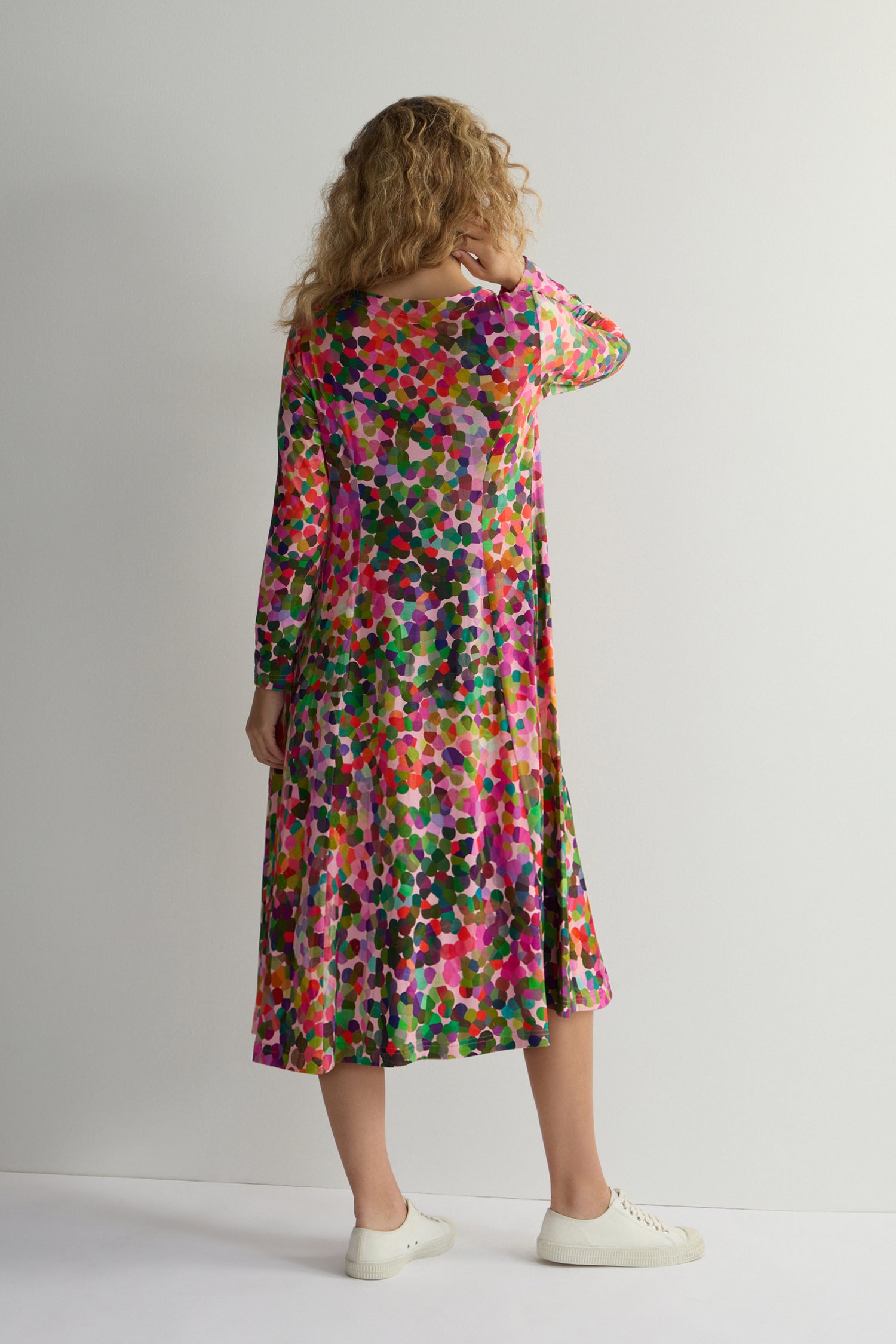 Abstract Confetti Jersey Flared Dress