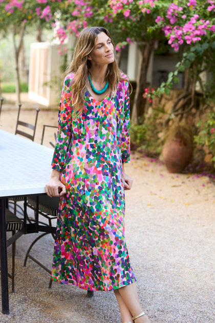 Abstract Confetti Jersey Flared Dress