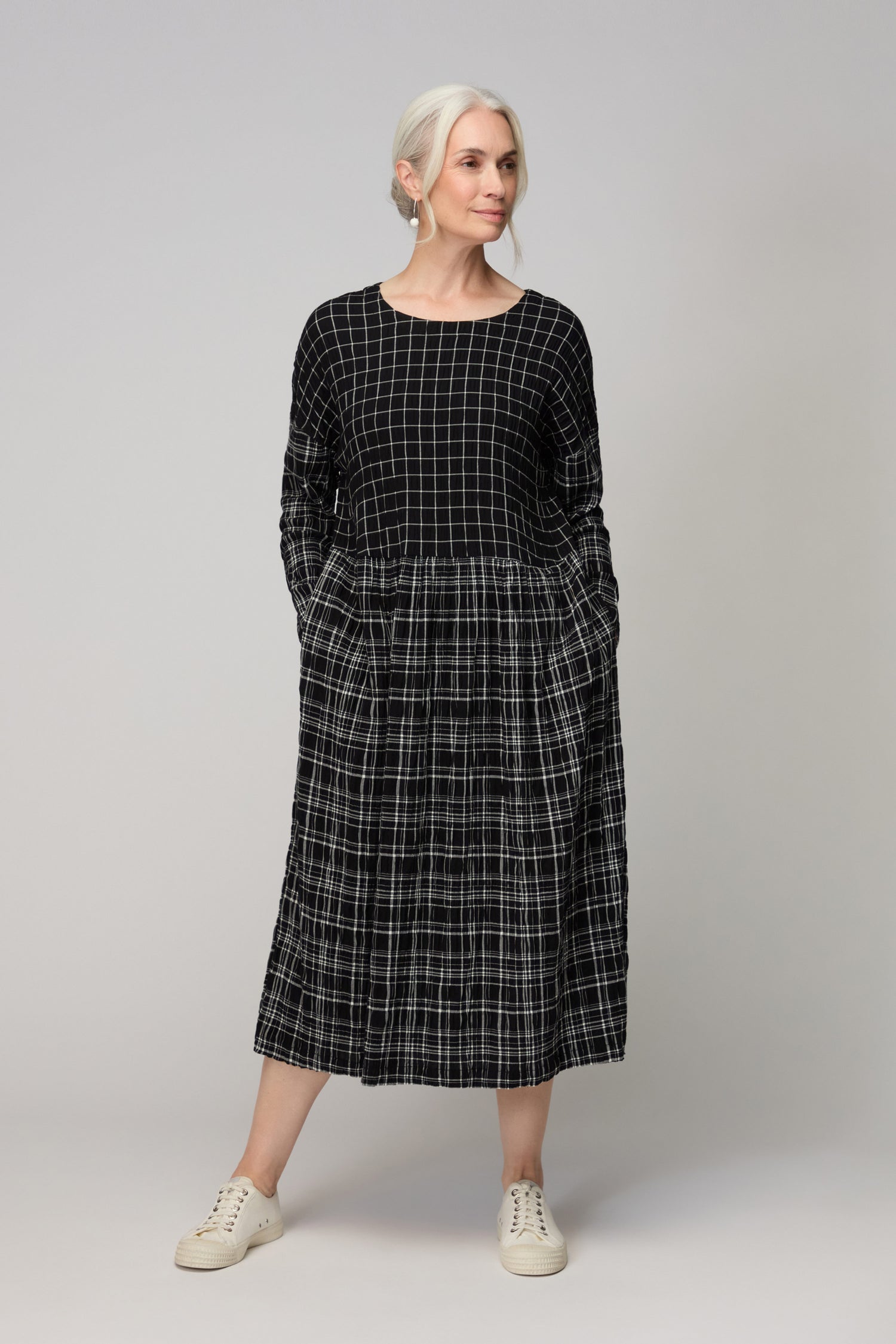 Crinkle Window Check Dress
