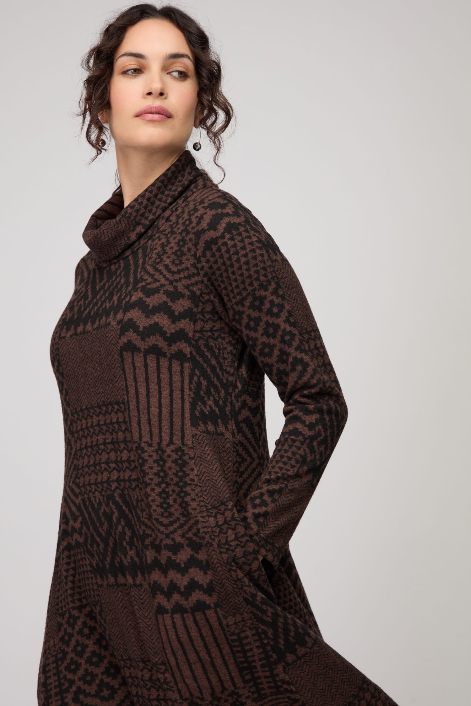 Textured Ikat Patchwork Jersey Dress