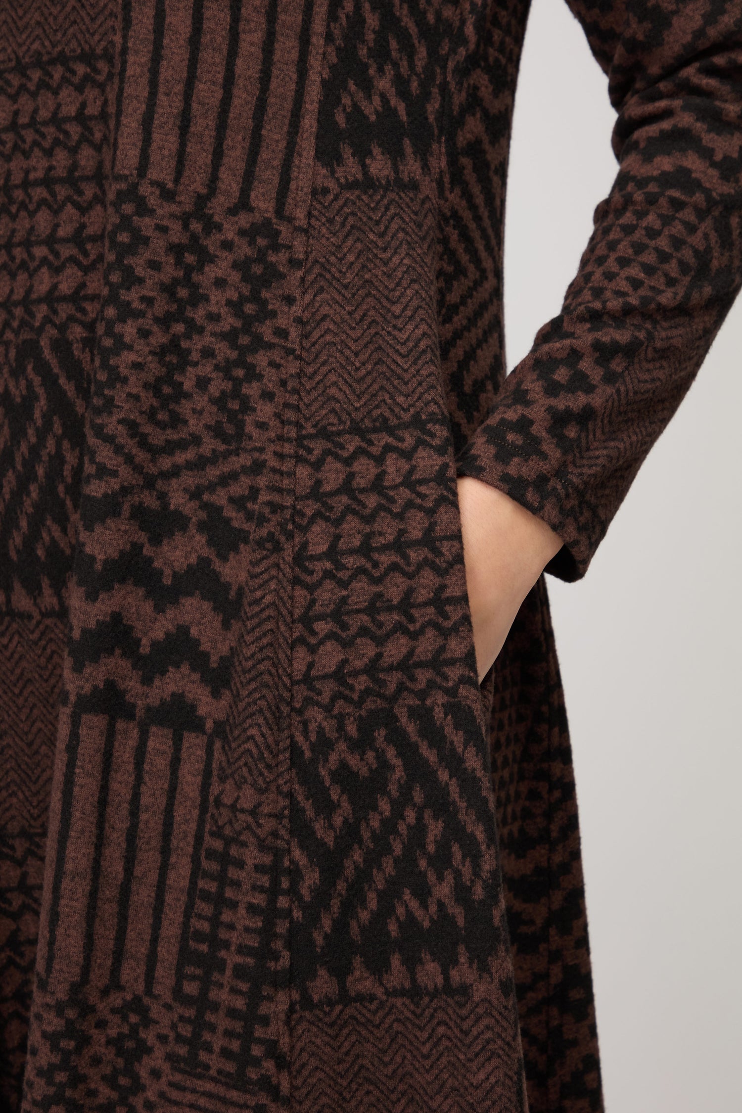 Textured Ikat Patchwork Jersey Dress