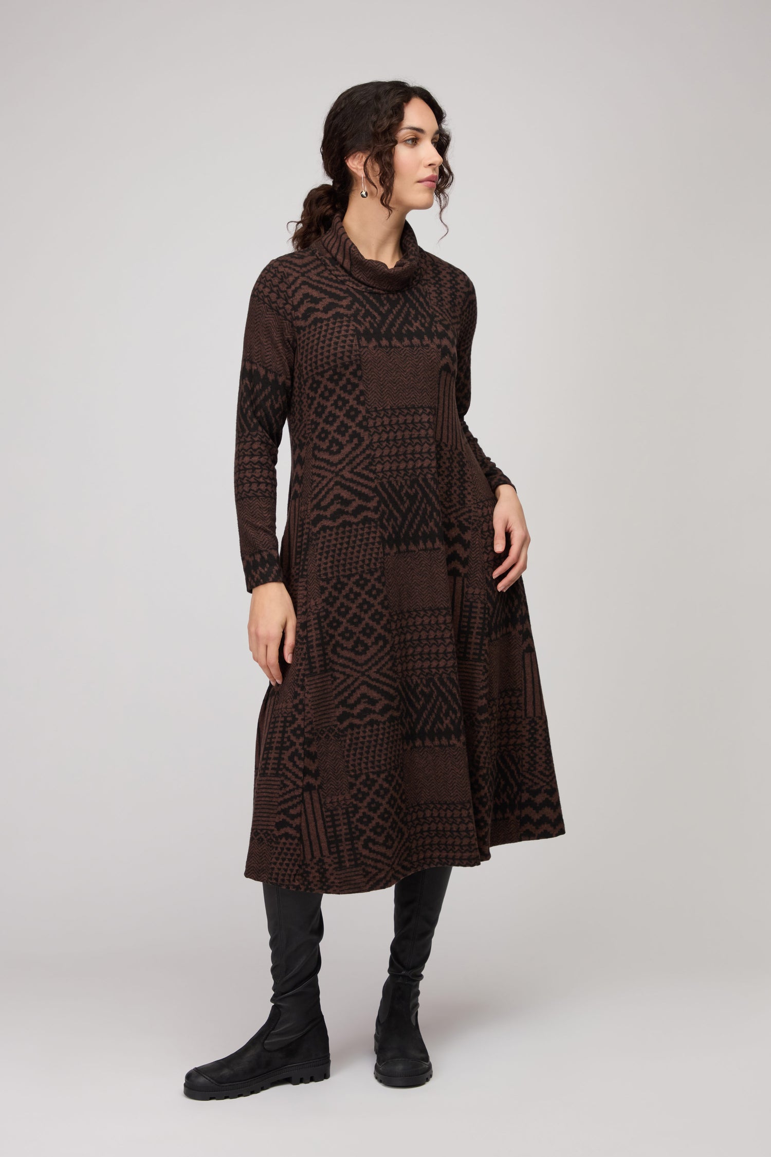 Textured Ikat Patchwork Jersey Dress