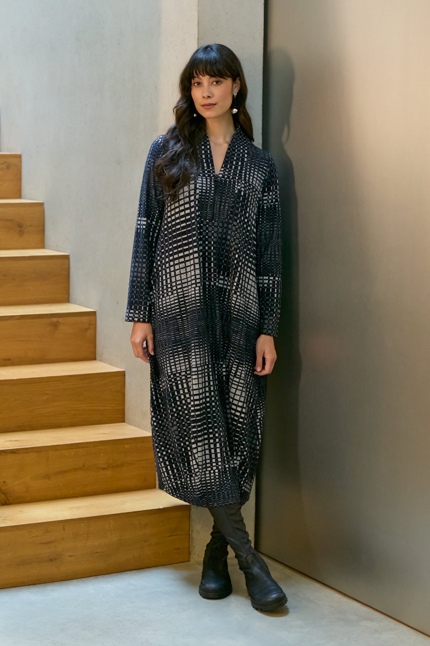 Illusion Check Jersey Bubble Dress