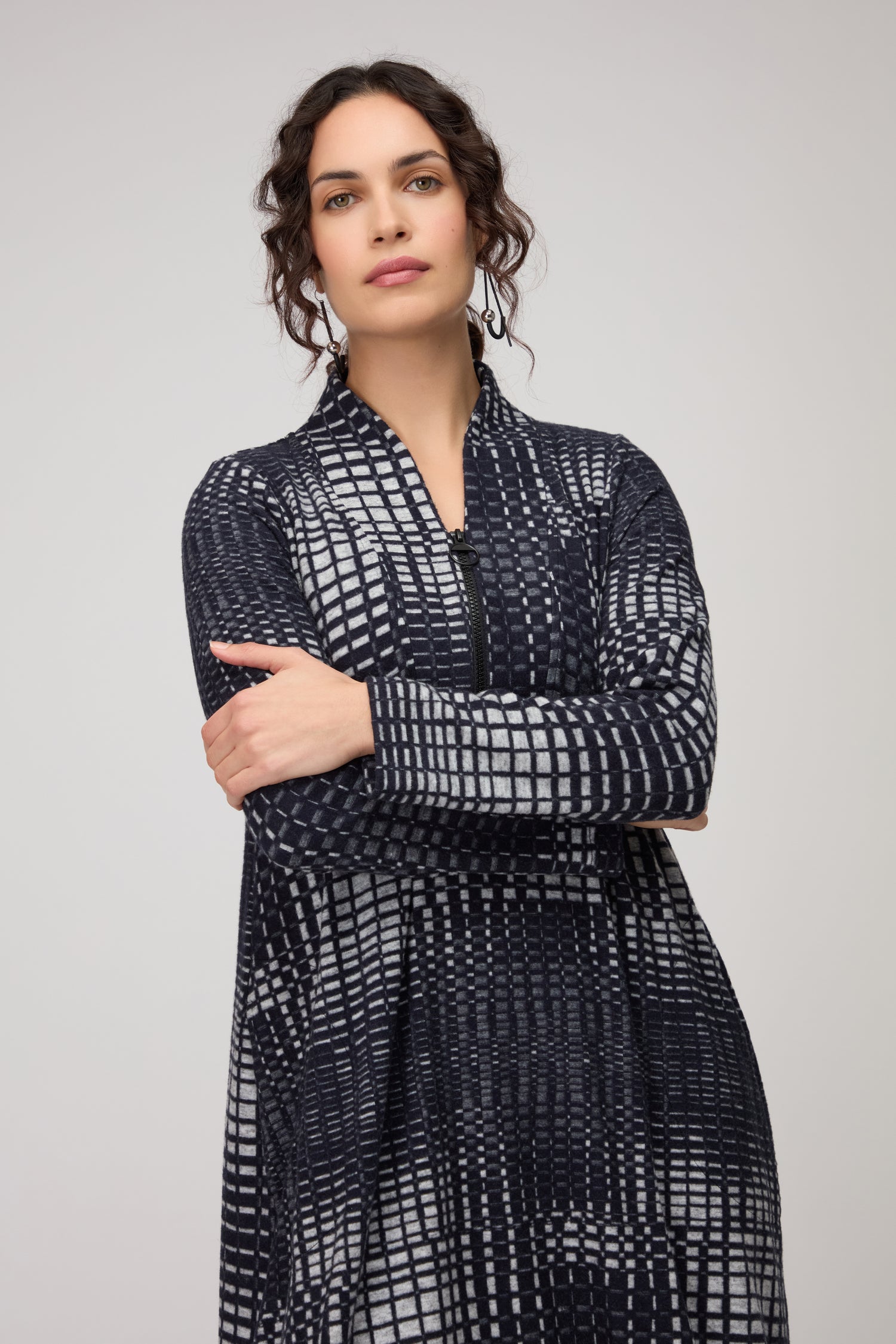 Illusion Check Jersey Bubble Dress