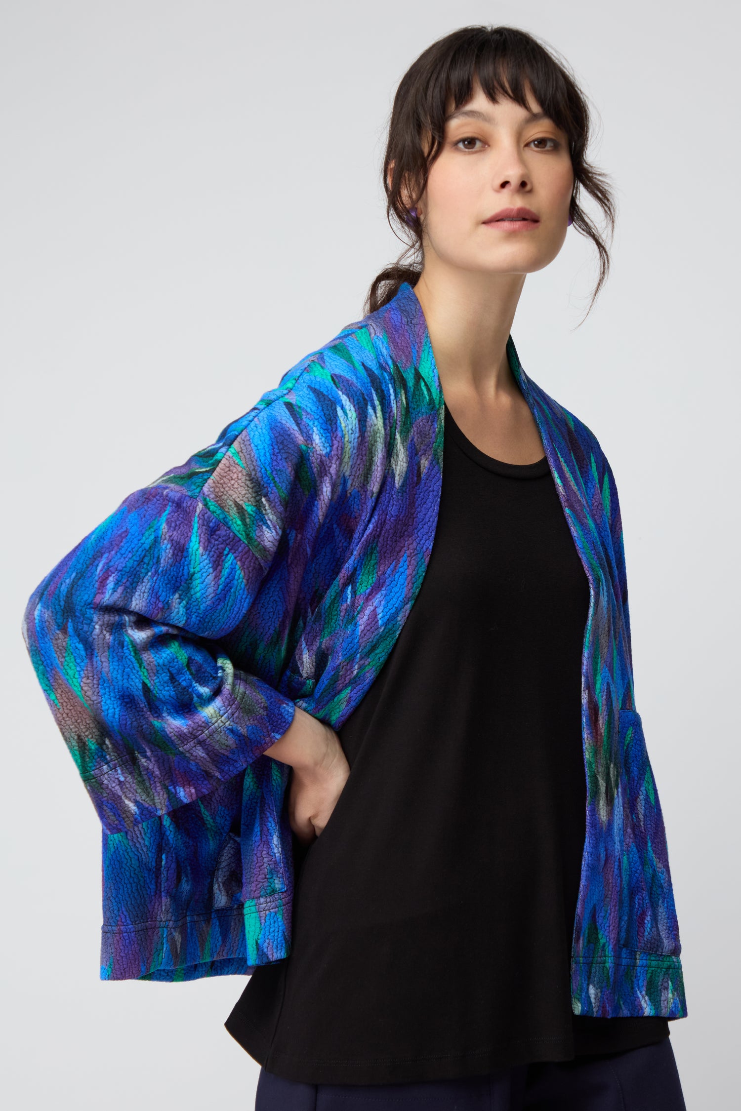 Abstract Feather Jersey Jacket